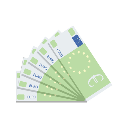 Euro banknote fan. Currency money cash, finance euro banknote, europe money vector illustrationのイラスト素材