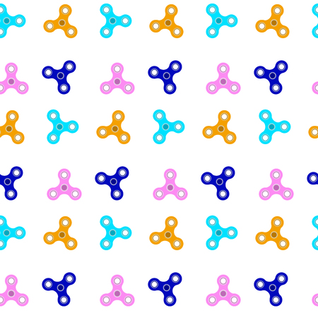 Spinning wheel seamless pattern colored. Mechanism hand fidget toy, spiner no stress and relaxation brain. Vector illustrationのイラスト素材