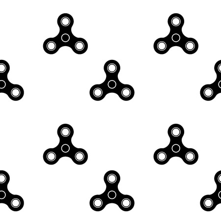 Spinner monochrome seamless pattern. Fidget toy pattern seamless black, rotation circle background, vector illustrationのイラスト素材
