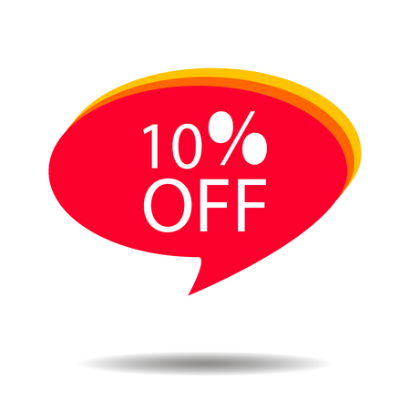 Discount badge label 10 percent off. Sale and savings money, offer shopping, promotion discount and special offer. Vector illustrationのイラスト素材