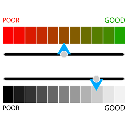 Indicator credit rating horizontal colored and black white. Vector score credit poor and good illustration.のイラスト素材