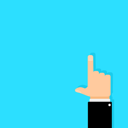 Finger pointer up, banner poster with copy space. Vector hand pointer gesture, illustration of direction pointing finger.のイラスト素材