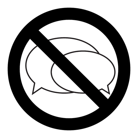 No speak symbol allowed, ban and warning, vector silence line, prohibition vector illustrationのイラスト素材