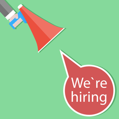 Announcement with megaphone and speech bubble we hiring message illustrationのイラスト素材