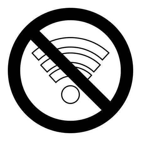 A Vector ban internet and prohibition symbol signal connection, forbidden communication and access network, illustrationのイラスト素材