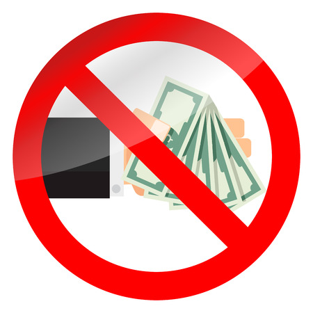 Ban cash money icon. No dollar banknote cash, stop bribe finance, vector illustrationのイラスト素材