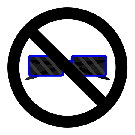 Ban sunglasses icon. No sunglasses and prohibition label illustration.のイラスト素材
