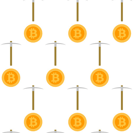 Mining bitcoin seamless pattern. Background bitcoin currency. Vector illustrationのイラスト素材