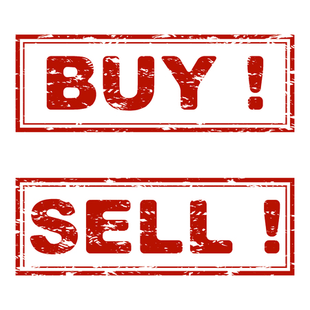 Buy and sell rubber stamp texture Vector buy and sell seal red, illustration of consumerism, stimulation and consumptionのイラスト素材
