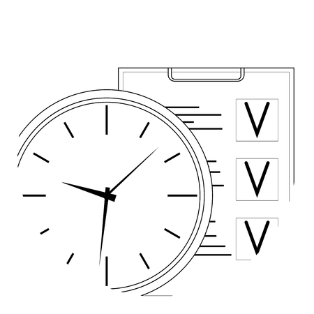 Plan time and work line art icon. Vector management business time, optimization checklist and time line stroke illustration.のイラスト素材