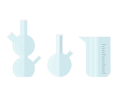 Glass tube of set. Transparent glassware for biology and biochemical, pharmaceutical bottle, vector illustrationのイラスト素材