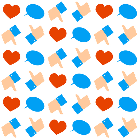 Social networks seamless pattern flat vintage colored. Speech bubble and communication symbol.のイラスト素材