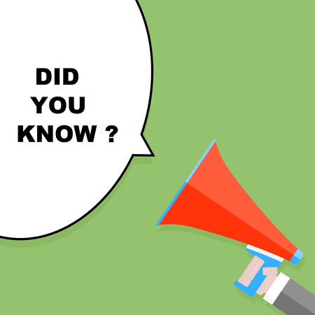 Did you know speech bubble. Cartoon pop art announcement poster with megaphone. Vector illustrationのイラスト素材