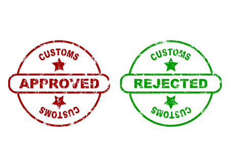 Print for customs inspection. Custom made control border, inspection special imprint. Vector illustrationのイラスト素材