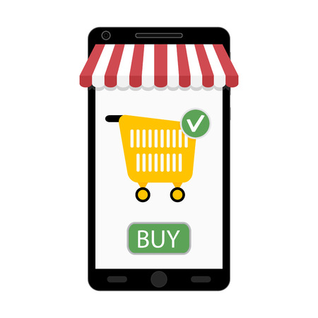 Retail online smartphone. Vector web shop buy, marketing sale illustrationのイラスト素材