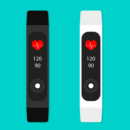 Fitness bracelet with counter, pulse and calories. Smart bracelet for sport, wrist fitness tracker device. Vector illustrationのイラスト素材