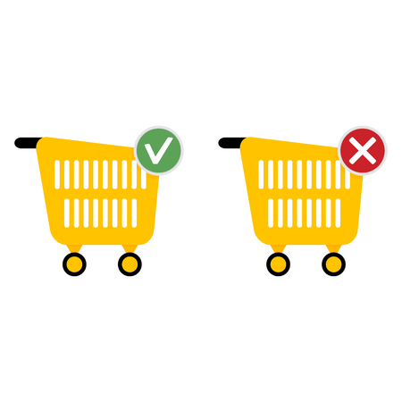 Add or cancel purchase. Web icons for store. Vector basket shop, ecommerce cart for purchase illustrationのイラスト素材