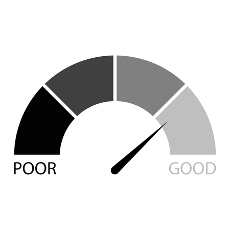 Rating credit indicator black white. Vector financial level, measurement rate finance illustrationのイラスト素材