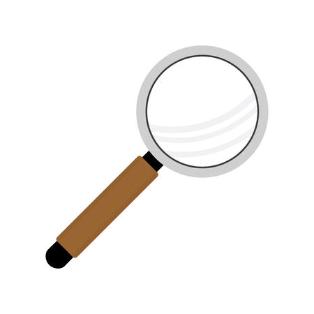 Magnifying glass, magnifier with handle. Optical zoom and focus, research and exploration loupe, magnify lens, vector illustrationのイラスト素材