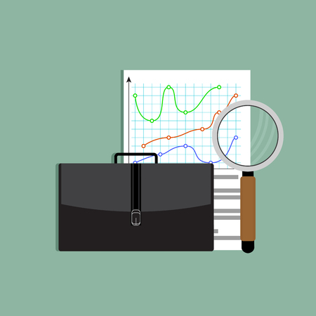 Analysis of exchange portfolio. Analysis business investment chart, management analytics. Vector illustrationのイラスト素材