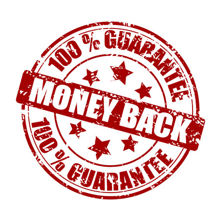 Money back guarantee stamp rubber isolated on white. Vector round form imprint scratched illustrationのイラスト素材