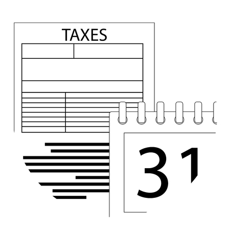 Tax day icon line. Vector time deadline for tax pay illustrationのイラスト素材