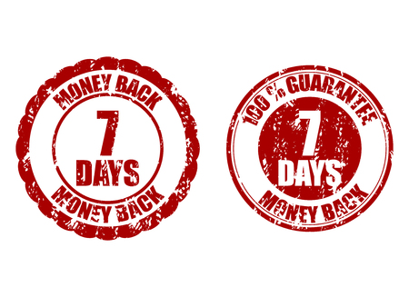 Money back guarantee 7 days. Vector guarantee seven days risk-free, time refund warranty illustrationのイラスト素材