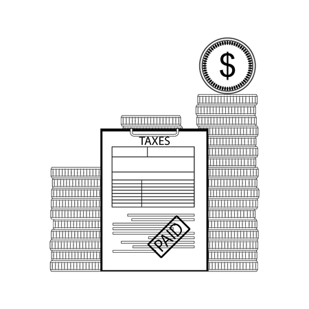 Taxes paid concept. Taxation and banking, finance economy exchange. Vector illustrationのイラスト素材