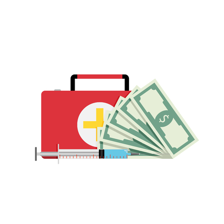 Payment for medicine. Vector medical health financial, treatment and insurance illustrationのイラスト素材