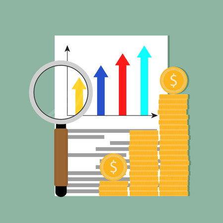 Analysis profit market data illustration. Vector business growth financial, finance analysis graph and diagramのイラスト素材