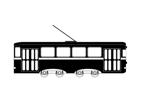 Train or tram black white. Vector transportation passenger, travel railway, train transport illustrationのイラスト素材