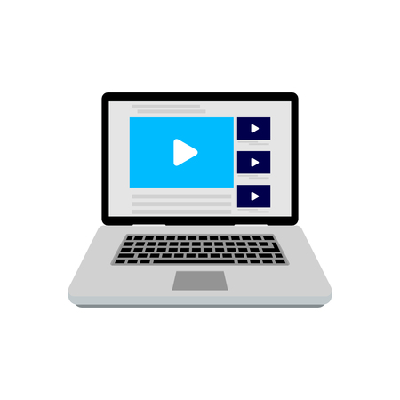 Online video service. Training and communication, education interface. Vector illustrationのイラスト素材