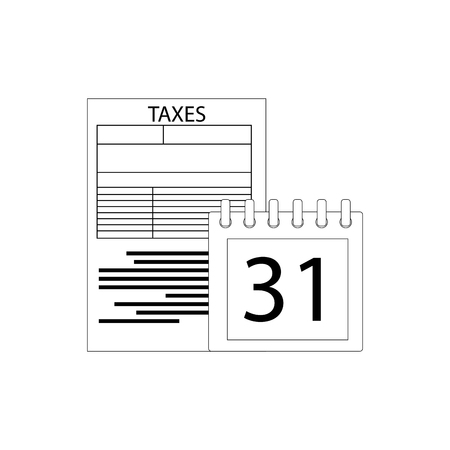 Day for pay tax. Ttime payday, linear government financial tax. Vector illustrationのイラスト素材