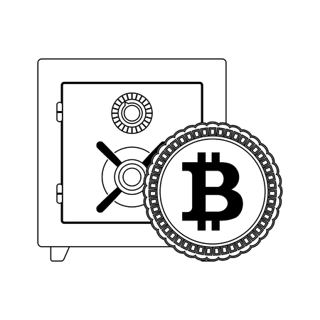 Deposit box safe for storage bitcoin. BTC virtual wallet. Vector illustrationのイラスト素材