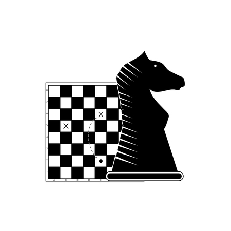 Business strategy, chessboard and figure horse. Vector planning business illustrationのイラスト素材