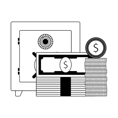 Deposit safe box. Storage finance linear style. Vector illustrationのイラスト素材
