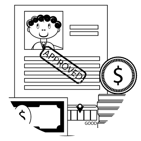 Banking lending icon. Credit history approved and money. Vector illustrationのイラスト素材