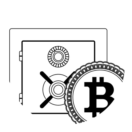 Storage crypto coin. Banking electronic safe for money and bitcoin. Vector illustrationのイラスト素材