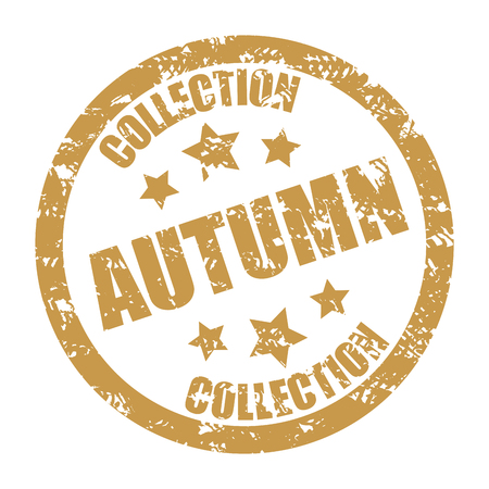 Autumn collection rubber stamp for sale and season discount. Vector grunge rubber stamp, weathered insignia illustrationのイラスト素材