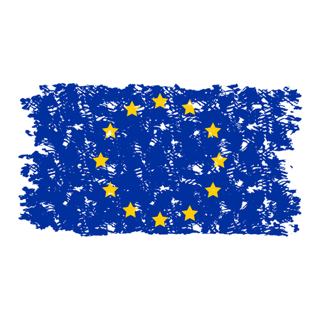 European Union flag texture grunge isolated on white background. Vector european flag, eu official symbol illustrationのイラスト素材