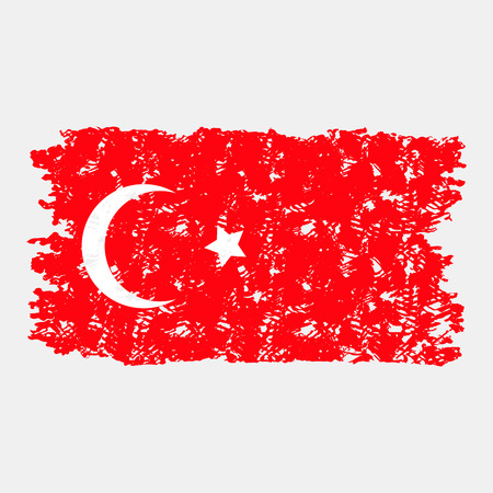Turkey flag grunge texture isolated. Turkey national flag, nation country flag weathered, freedom turkish, patriotic symbol, vector illustrationのイラスト素材