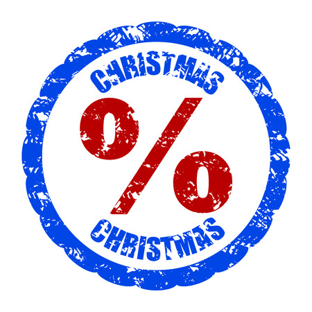 Christmas discount percent rubber stamp isolated. Vector pre-holiday inprint, discount and sell-out illustrationのイラスト素材