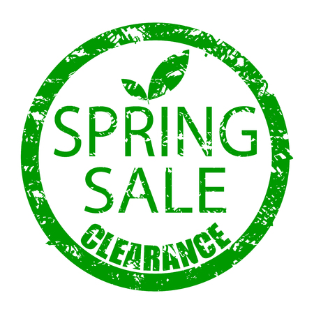 Spring sale clearance rubber stamp texture for ad. Vector spring rubber grunge label illustrationのイラスト素材
