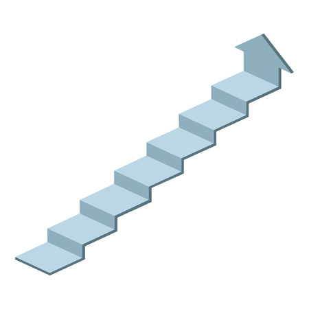 Isolmetric stairs up. 3d chart arrow for infographic. Progress and achievement, growth arrow, staircase step by step. Vector illustrationのイラスト素材