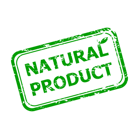 Natural product rubber stamp. Vector healthy product stamp, natural product sticker illustrationのイラスト素材