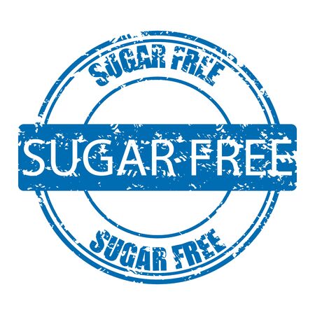 Sugar free rubber stamp for sugarless product. Sweets sugar free for diabetes, vector illustrationのイラスト素材