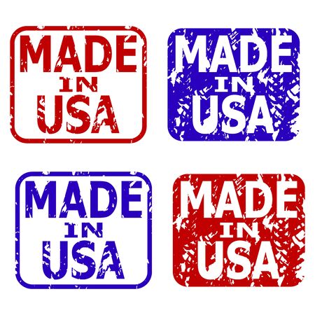 Made in usa rubber stamps collection. Vector seals made in america, illustration rubber stamp grunge textureのイラスト素材