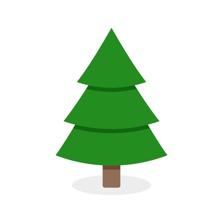 Flat christmas tree isolated on white. Symbol of winter holiday xmas and new year, St Nicholas. Green tree vector illustrationのイラスト素材