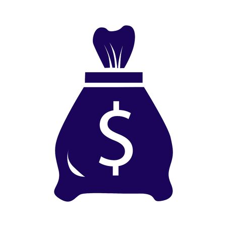 Bag with money silhouette. Vector sack money, cash silhouette illustrationのイラスト素材