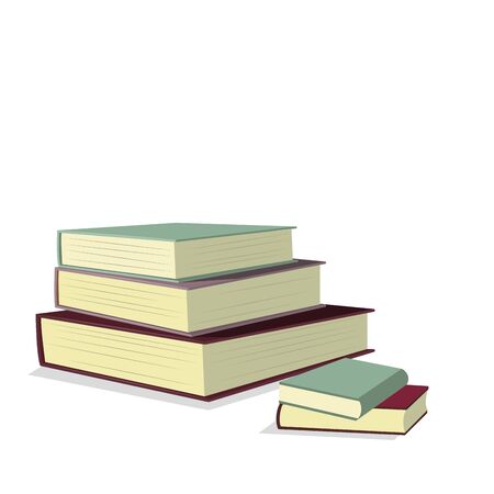 Stack of books isolated on white for banner back to school or education training class. Vector stack of books drawing, illustration literature for school study, information in textbook, pile and stackのイラスト素材